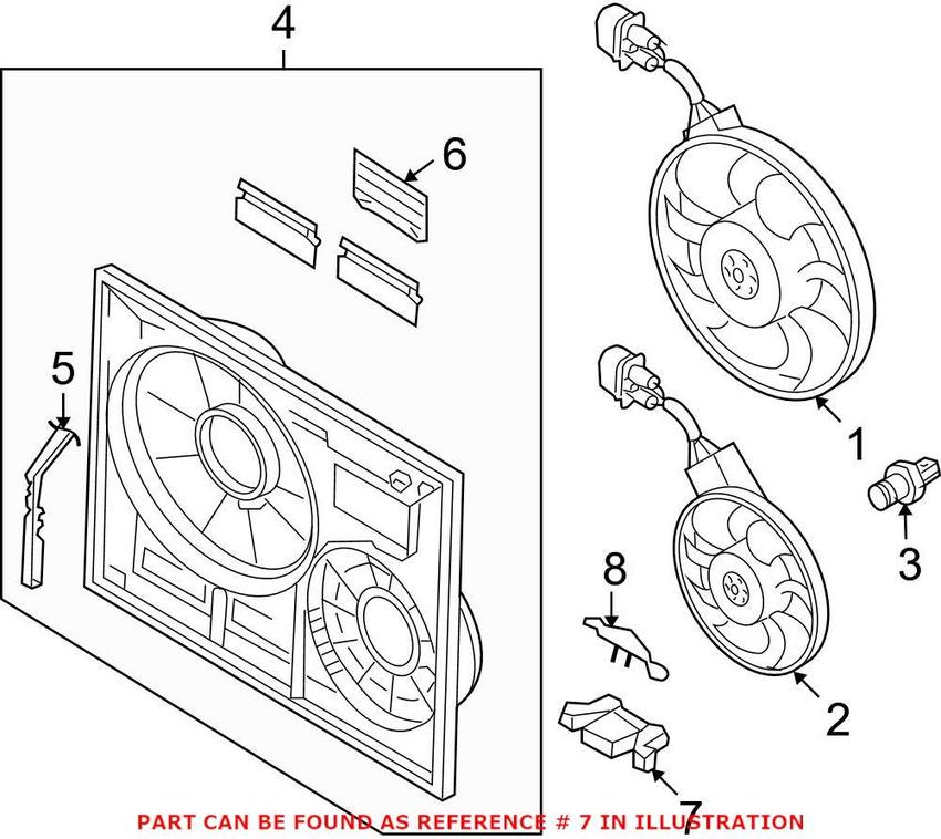 Audi VW Bumper Impact Beam Bracket - Front 7L0805517